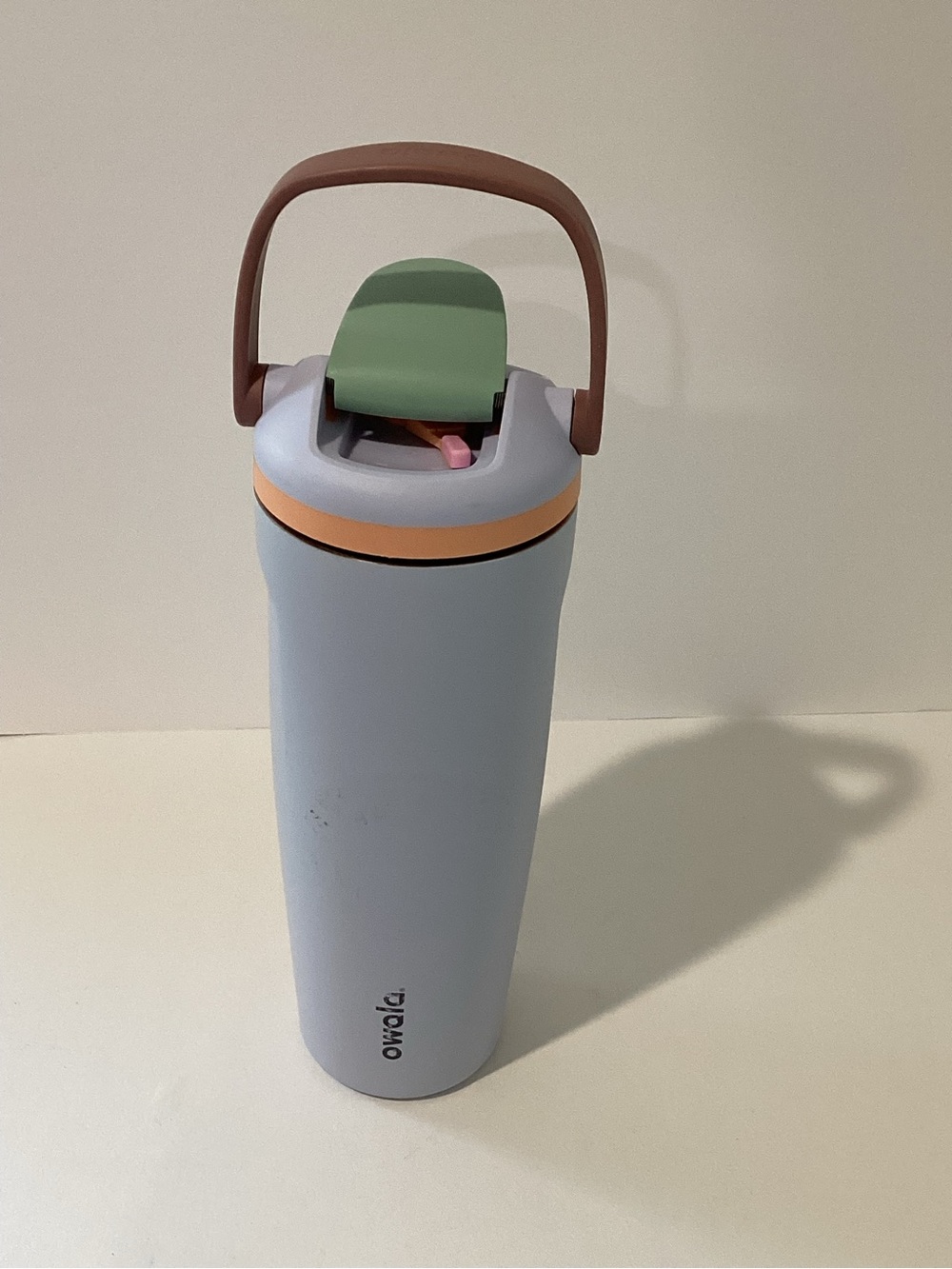 Lavender Travel Water Bottle with Green Flip Lid